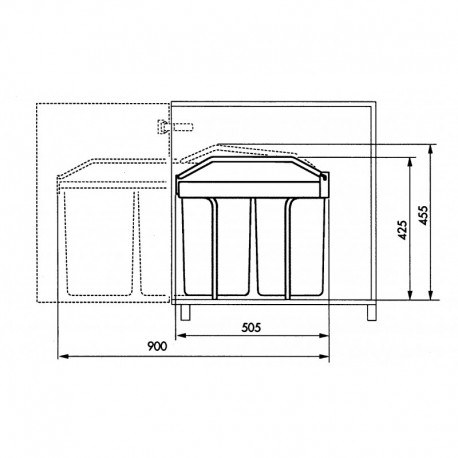 Hailo 3695-001 Pattumiera Multi-Box duo L,