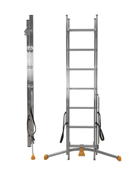 Hailo Hobbylot 2 section extending aluminium ladder, parallel uprights