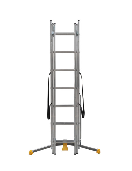 Gierre Modula 3 section extending aluminium ladder, parallel uprights