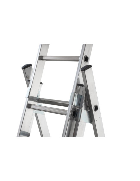 Gierre Modula 3 section extending aluminium ladder, parallel uprights