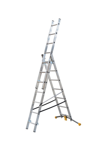 Échelle transformable triple G LEVEL avec réglage à pédale, montants parallèles en aluminium