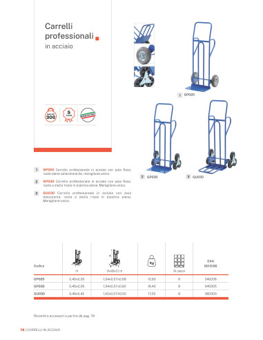 Carrello Gierre GU030, professionale in acciaio, portata 300 kg